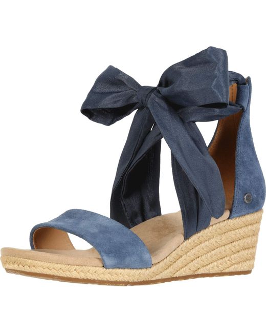 UGG Suede Trina Wedge Sandal in Desert Blue (Blue) - Lyst