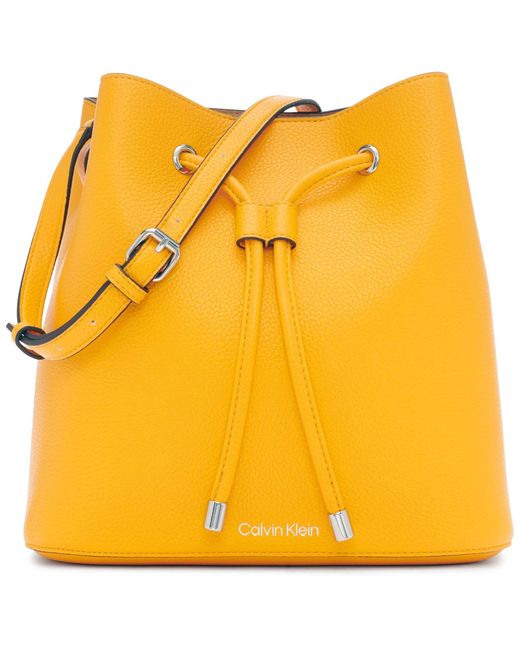 Calvin Klein Leather Gabrianna Novelty Bucket Shoulder Bag in Yellow Lyst