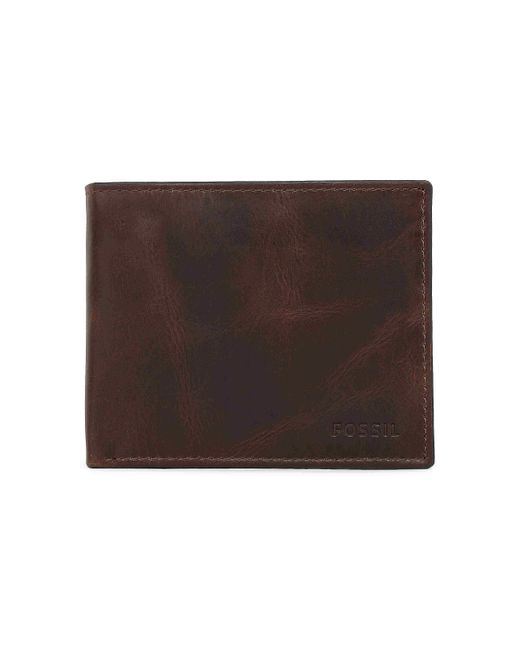 Fossil Derrick Leather Rfid-blocking Bifold With Coin Pocket Wallet in ...