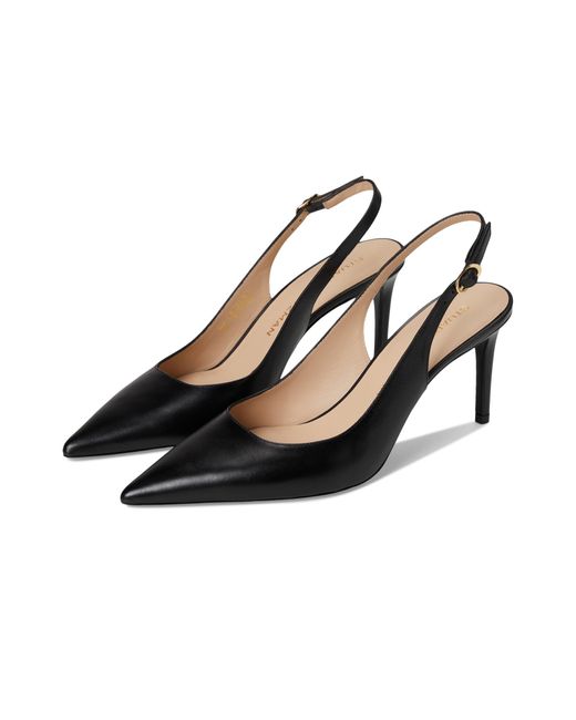 Stuart Weitzman Black Stuart Power Slingback 75 High Heels, Leather
