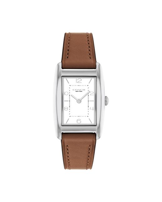 COACH White 2h Quartz Tank Watch With Genuine Leather Strap - Water Resistant 3 Atm/30 Meters - Premium Fashion Timepiece For Everyday Style