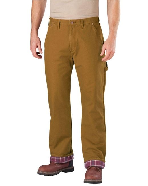 Dickies Relaxed Straight Fit Flannel-lined Carpenter Jean in Brown for Men  - Save 6% - Lyst