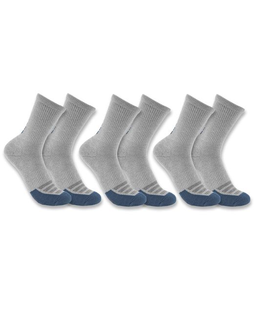 Carhartt Gray Force Midweight Logo Crew Sock 3 Pack