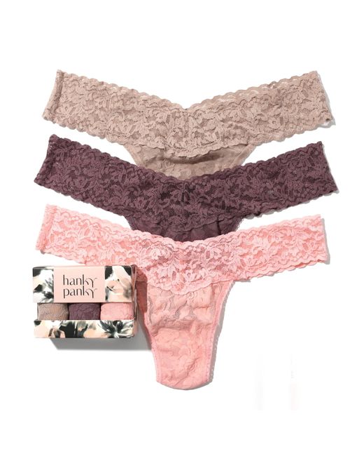 Hanky Panky Pink Signature Lace Low Rise Thong 3 Pack