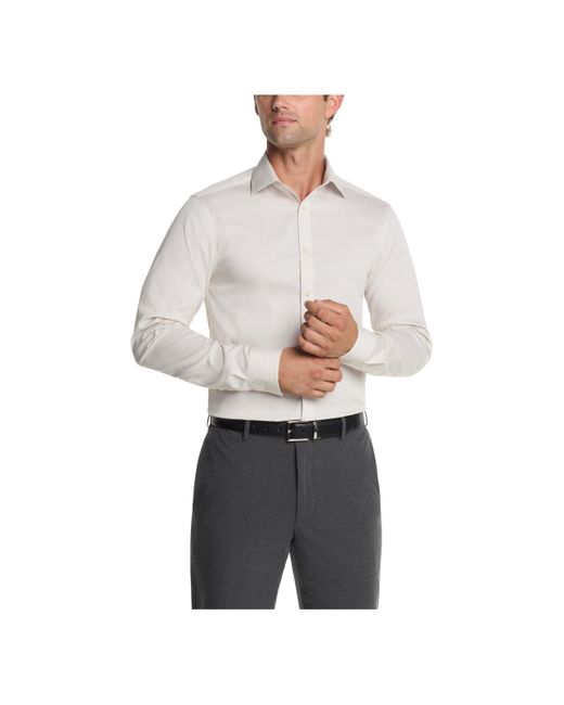 Calvin Klein Gray Dress Shirt Slim Fit Modern Pincord Oatmeal for men