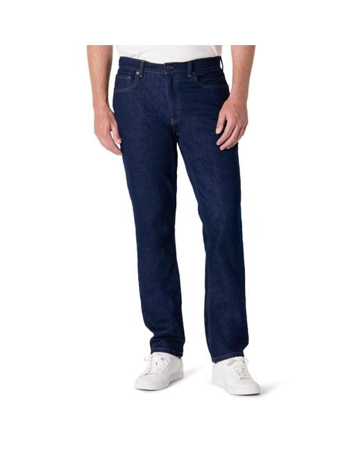 Pantalones Vaqueros de Corte Recto y Baja Elasticidad Hombre Amazon Essentials de hombre de color Blue