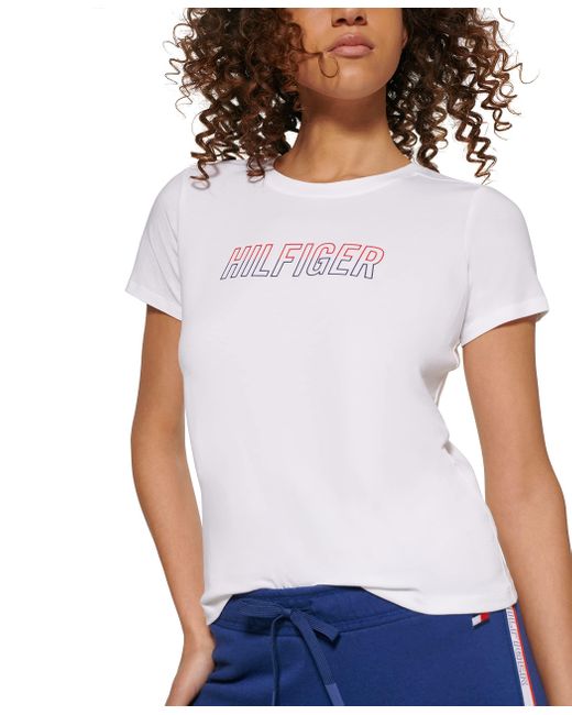 Tommy Hilfiger White Performance Graphic Embroidered T-shirt