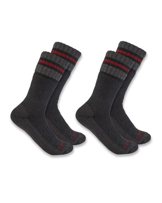 Carhartt Black Heavyweight Synthetic-wool Blend Boot Sock 2 Pack for men