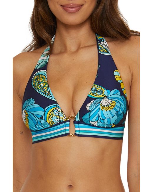 Trina Turk Blue Standard Pirouette Halter Bikini Top