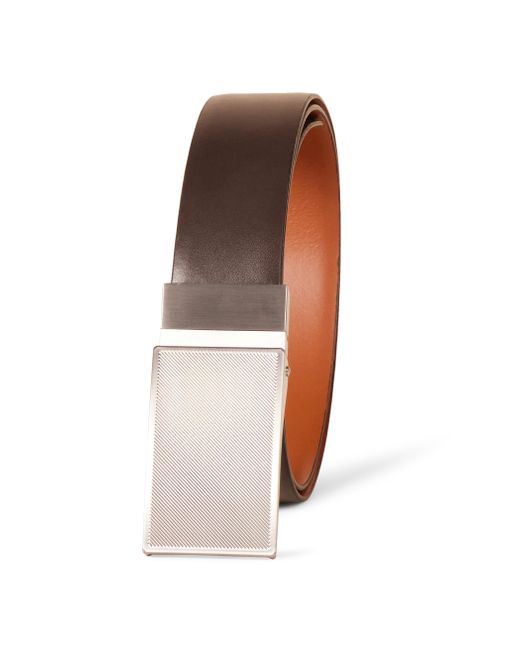 Amazon Essentials Brown Leather Reversible Plaque Dress Belt for men