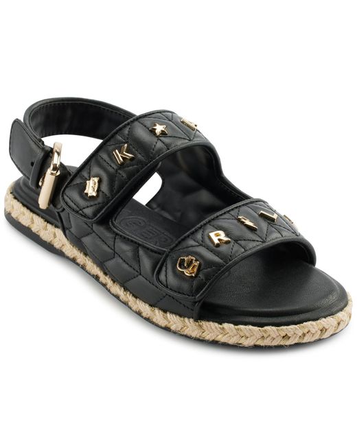 Karl Lagerfeld Black Paris Cushioned Insole Everyday Charlay Studs-ankle Sandal Flat