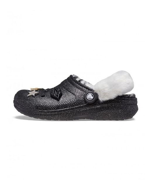 Crocs™ Adult Classic Glitter Lined Clogs | Fuzzy Slippers in Black | Lyst