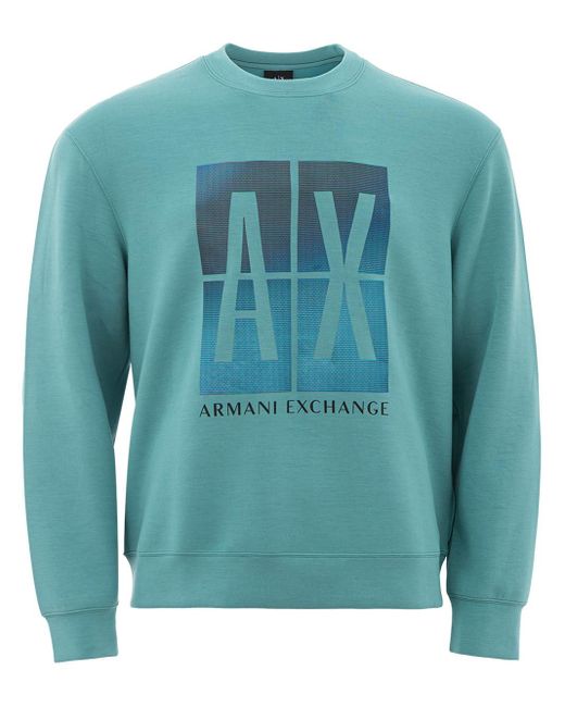 Emporio Armani Blue A | X Armani Exchange Abstract Print Logo Pullover Crewneck Sweatshirt for men