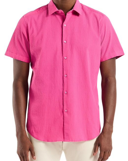 Robert Graham Men's Pink Piers Short-sleeve Woven Button Down Shirt