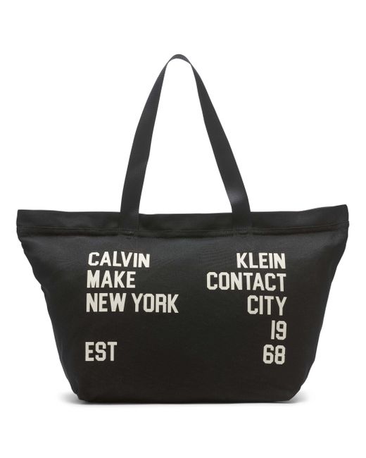 Calvin Klein Canvas Faryn Key Item Weekender Tote in Black/White (Black) |  Lyst