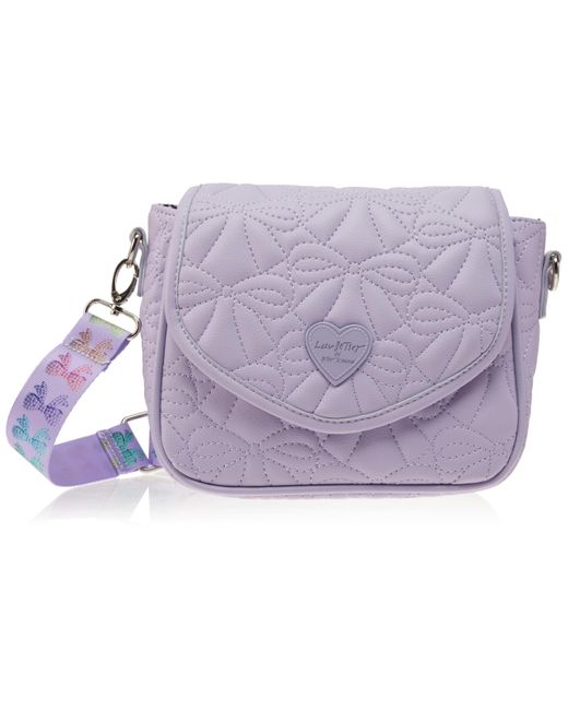 Betsey Johnson Purple Luv Betsey Lbkatya Quilted Flap Crossbody With Pouch
