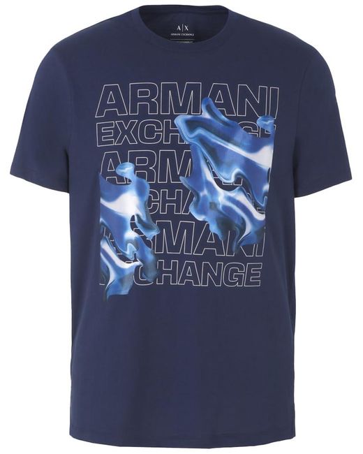 Emporio Armani Blue A | X Armani Exchange Regular Fit Large Logo Graphic Tee for men