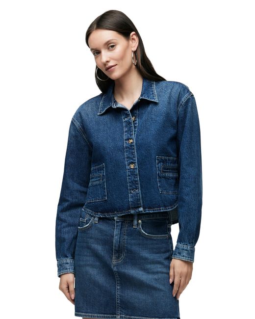 Hudson Blue Boxy Long Sleeve Button Down Shirt With Pockets
