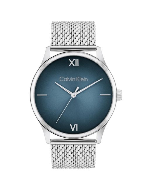 Orologio con Movimento al Quarzo a Tre Lancette da Uomo Collezione ASCEND con Cinturino in Maglia Metallica in di Calvin Klein in Blue da Uomo