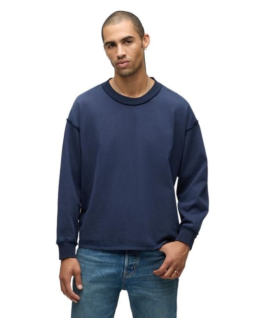 Hudson Jeans Men's Blue Heavy Weight Long Sleeve Tee