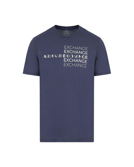 Emporio Armani Blue A | X Armani Exchange Regular Fit Cotton Armani Exchange Repeat Logo Tee for men