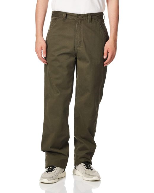 Carhartt Green Relaxed Fit Washed Twill Dungaree Pant for men