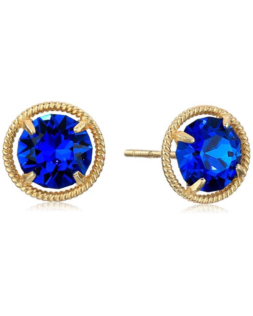 Amazon Essentials Blue 10k Gold Made With Infinite Elements Imported Crystal Birthstone September Stud Earrings