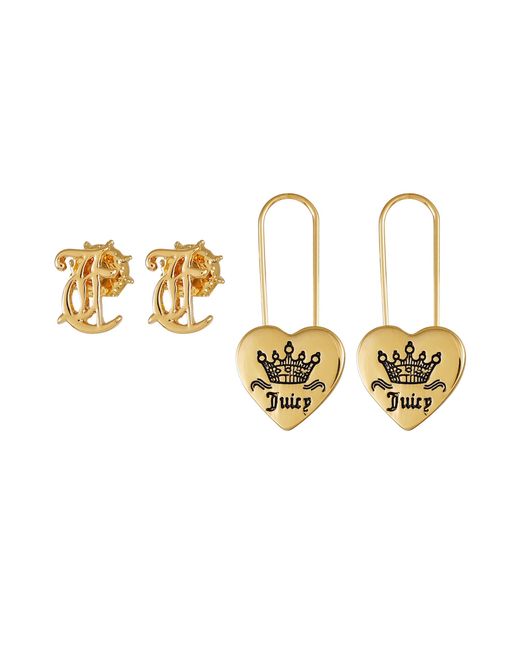 Juicy Couture Metallic Goldtone 2 Piece Stud And Drop Earrings