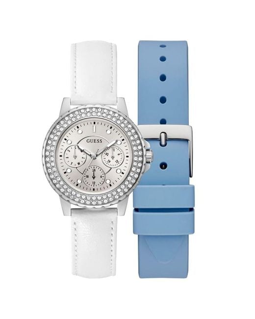 Bracelet interchangeable - Cadran blanc - Boîtier Guess en coloris Bleu |  Lyst