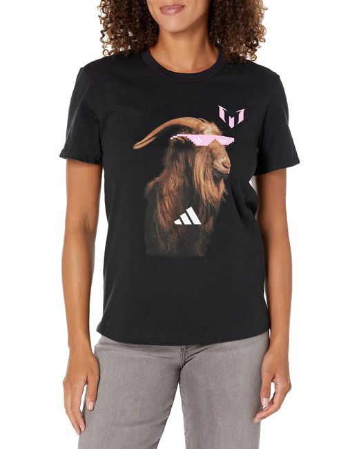 Adidas Black Messi Sunny Goat Short Sleeve T-shirt
