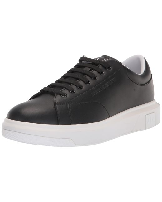 Armani Exchange | Thick Sole Lether Snekers in Black for Men - Lyst