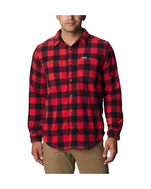 Camicia da uomo Flare Gun Fleece Over Shirt di Columbia in Red da Uomo