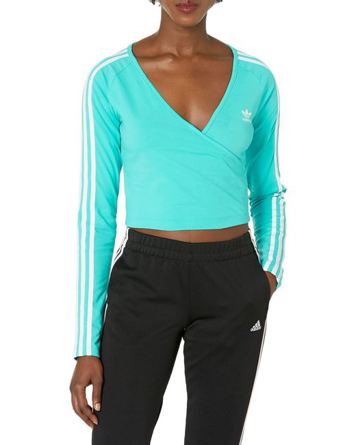 adidas Originals Adicolor Classics Cropped Long Sleeve in Blue - Lyst