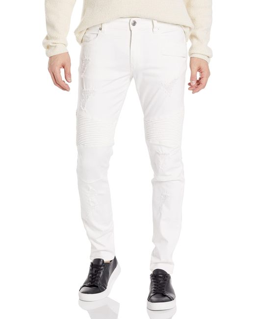 Armani Exchange Bull Denim Skinny Biker Jens in White for Men Lyst