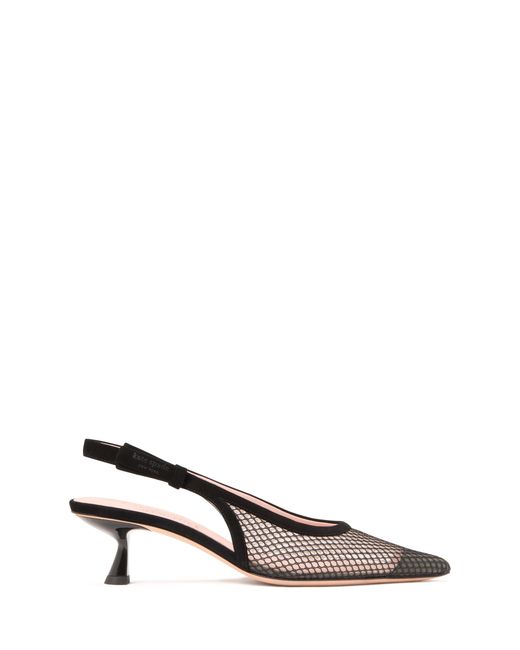 Kate Spade Black Riley Mesh Slingback Kitten Heel