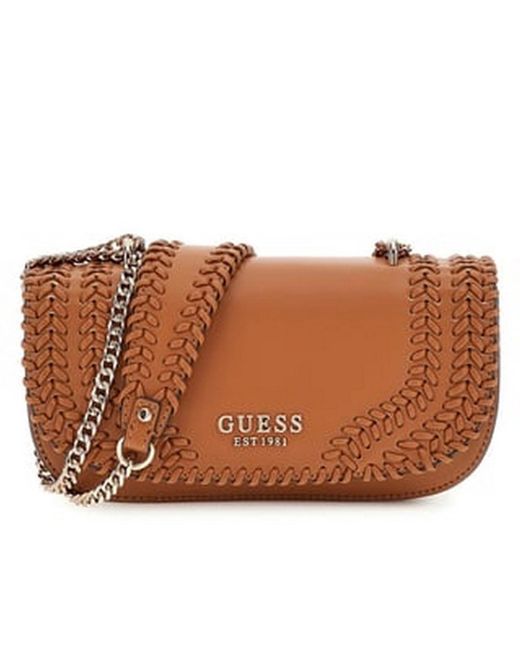 Guess Brown Tatum Convertible Xbody Flap Bag Caramel