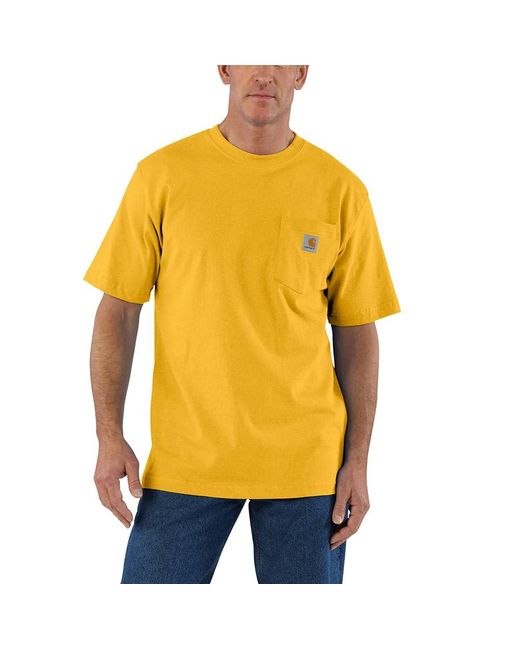 Carhartt Yellow Big Loose Fit Heavyweight Short-sleeve Pocket T-shirt Closeout for men