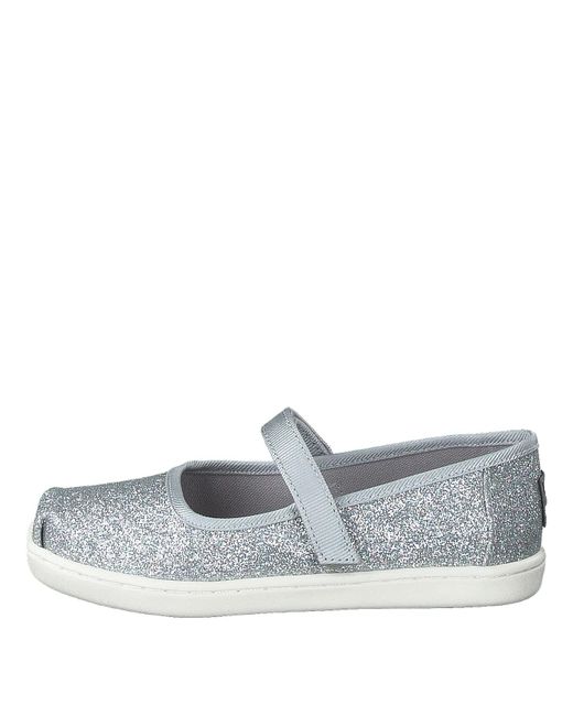 TOMS Gray Silver Iridescent Glimmer Tiny Mary Jane Flat 10011521