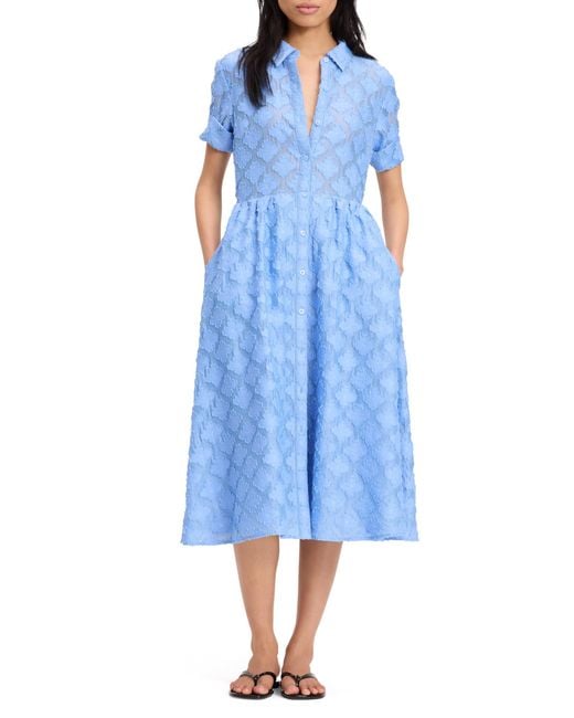 Kate Spade Belted Midi Shirt Dress Diamond Blue