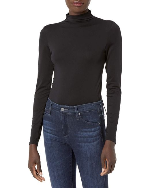 Vince Black Long Sleeve Mock Neck Bodysuit