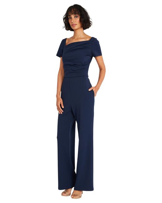 Maggy London Blue Stylish And Chic Asymmetric Neck Short Sleeves | Jumpsuits For Dressy
