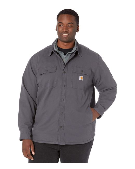Carhartt Multicolor Big Rugged Flex Relaxed Fit Canvas Fleece Lined Shirt Jac for men