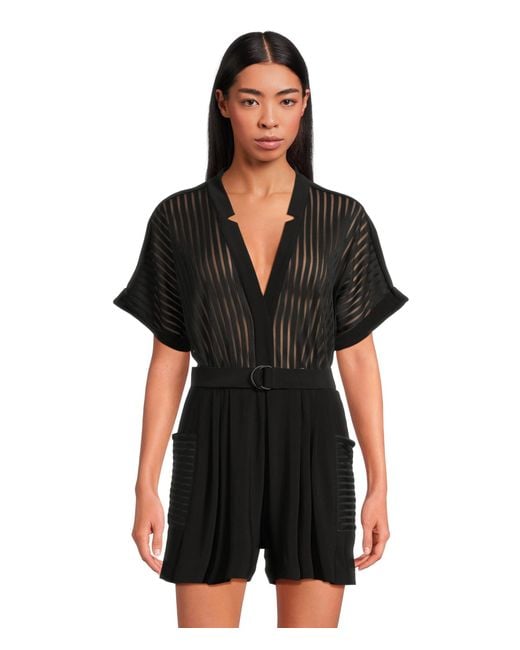 Norma Kamali Black Geralyn Short Sleeve Jumpshort