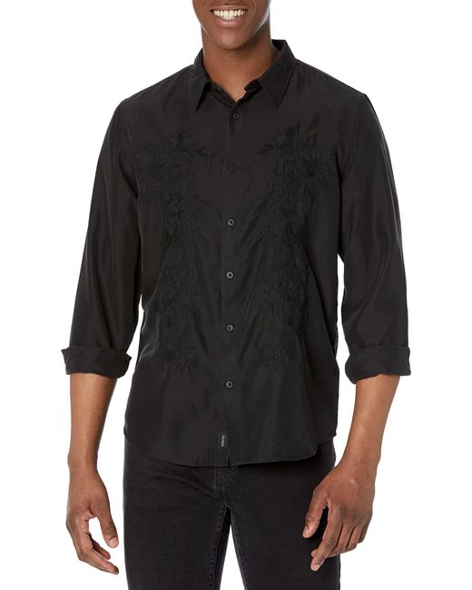 Guess Black Eco Woven Long-sleeve Shirt for men