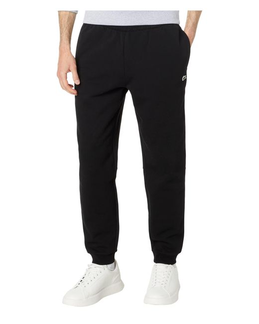 Lacoste Black Essentials Fleece Sweatpants With Ribbed Ankle Opening for men