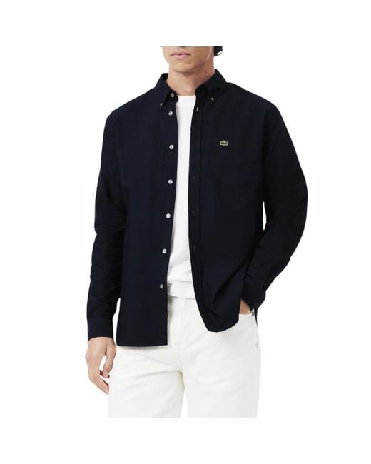 Camicia da uomo a maniche lunghe regolari fit Oxford Button Down Shirt di Lacoste in Blue da Uomo