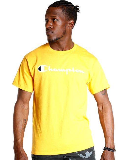 Champion Yellow Classic Jersey Script T-shirt for men