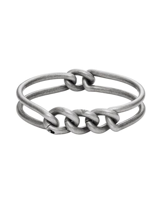 Emporio Armani Metallic Silver-tone Stainless Steel Bangle Bracelet for men