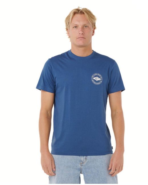 Rip Curl Blue Graphic Short Sleeve Crew Neck T-shirt for men