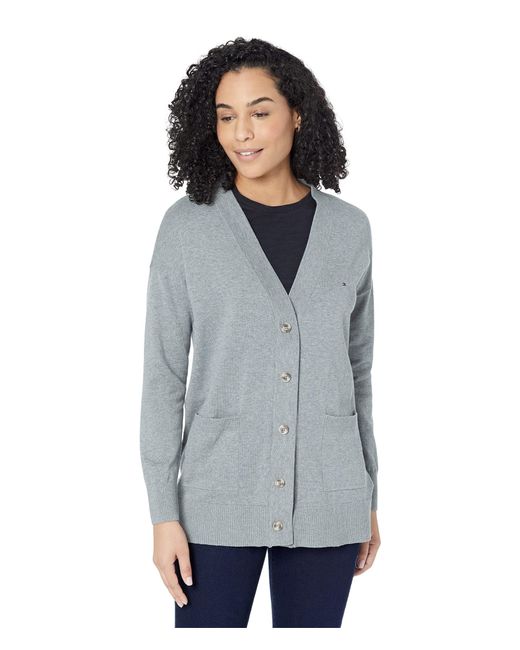Tommy Hilfiger Gray Adaptive Cotton Cardigan With Magnetic Closure
